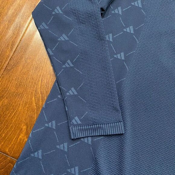 Adidas Athletic Monogram Print Navy Blue Running Workout Top Men's Size XL - Picture 4 of 9